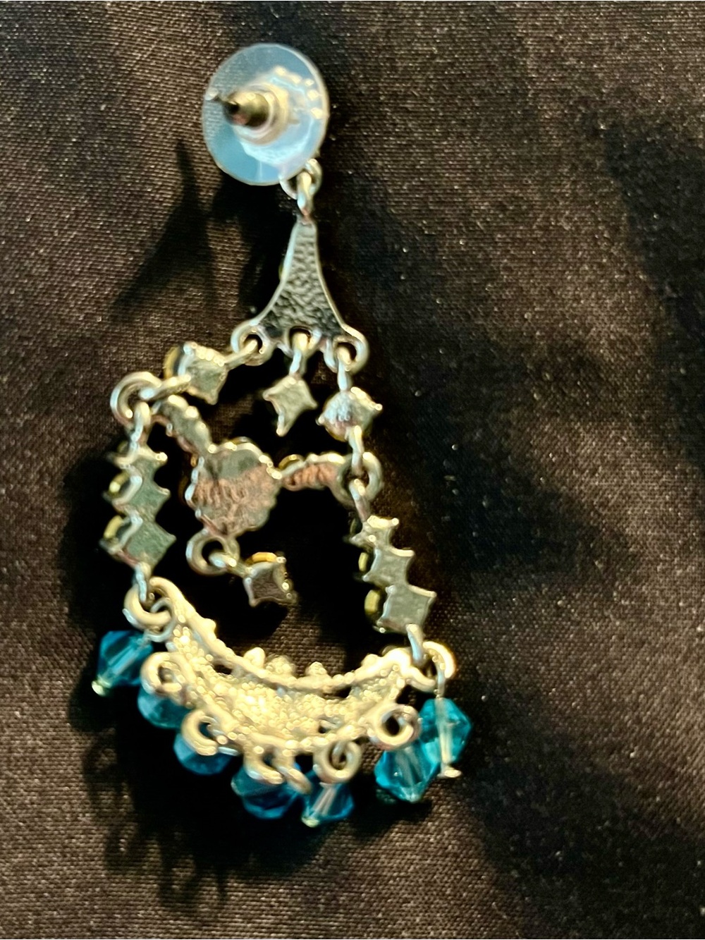 ✨ Aqua/Teal/Turquoise Rhinestone Necklace & Chandelier Earrings Jewelry Set 🌸 - Picture 10 of 12